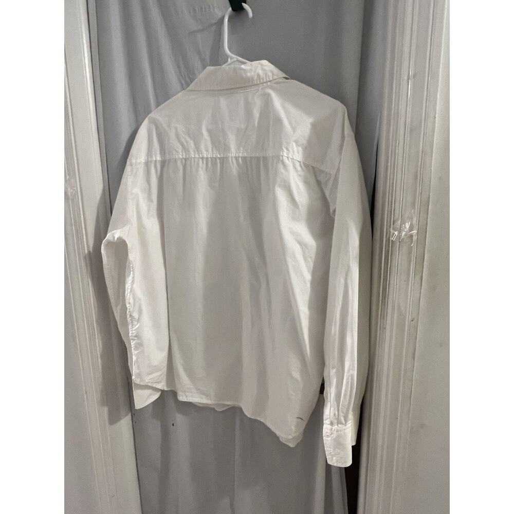 Quince White Organic Cotton Poplin Long Sleeve Boyfriend Shirt Sz L Preppy - Picture 4 of 6
